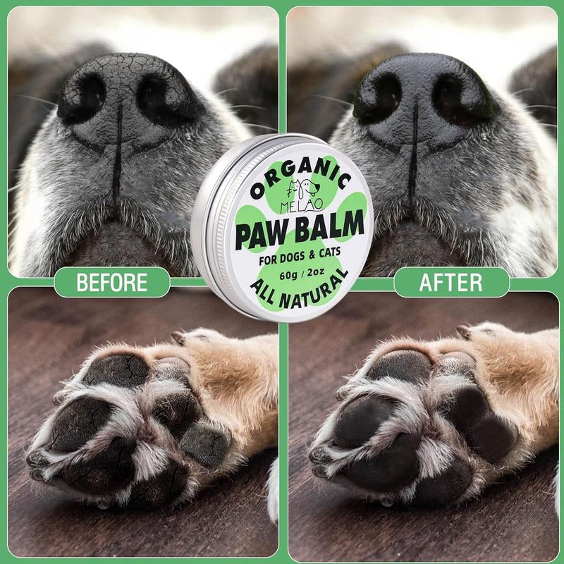 Organic Dog Paw Balm - Moisturizing & Protective Soother for Cracked Noses and Paws - Natural 2 Oz Pad Protector for Dogs & Cats