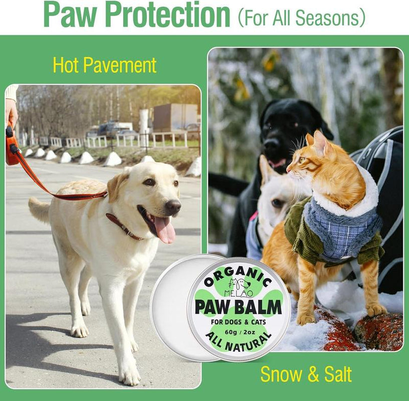 Organic Dog Paw Balm - Moisturizing & Protective Soother for Cracked Noses and Paws - Natural 2 Oz Pad Protector for Dogs & Cats