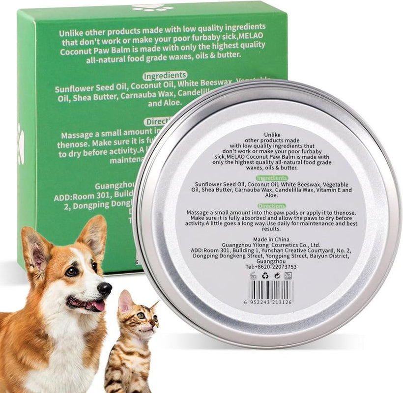 Organic Dog Paw Balm - Moisturizing & Protective Soother for Cracked Noses and Paws - Natural 2 Oz Pad Protector for Dogs & Cats