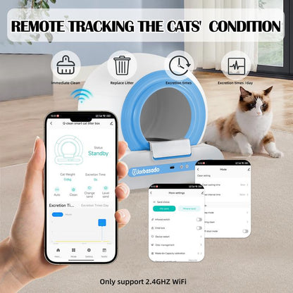 Jorbasado Self Cleaning Litter Box, No Scoop Automatic Cat Litter Box with APP Control, Odor Removal Cat Litter Box for Multiple Cats Cat Litter Box Self-Cleaning Extra