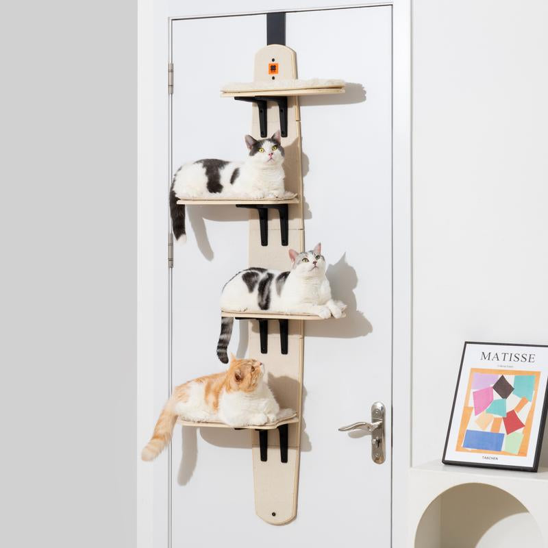 Mewoofun Multi-Level Door Hanging Cat Shelves Climber for Indoor Cats, 4-Levels Heavy Duty Cat Tree Tower with Cat Scratchers