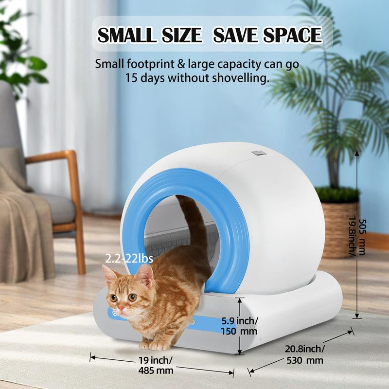 Jorbasado Self Cleaning Litter Box, No Scoop Automatic Cat Litter Box with APP Control, Odor Removal Cat Litter Box for Multiple Cats Cat Litter Box Self-Cleaning Extra